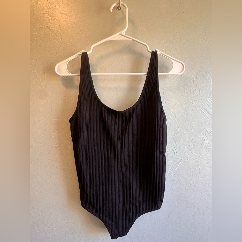Aerie Black Ribbed Bodysuit